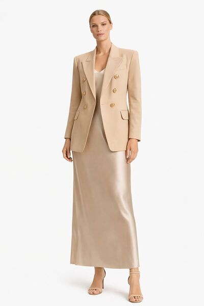 ALYEL NAKER Double-Breasted Open Beige Stylish/Casual Jacket