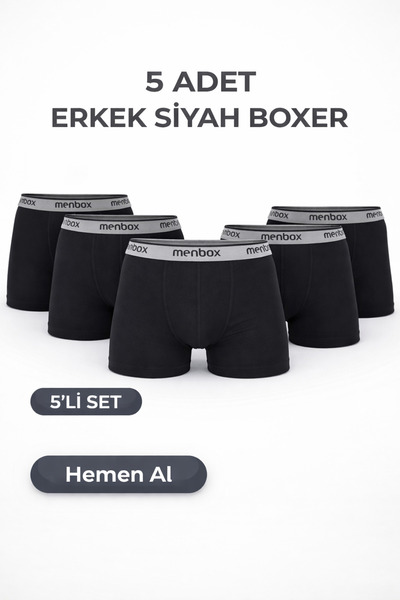 Nova Fuşya Lingerie Οικονομική συσκευασία 5 τεμαχίων Ανδρικά Boxer Μαύρα