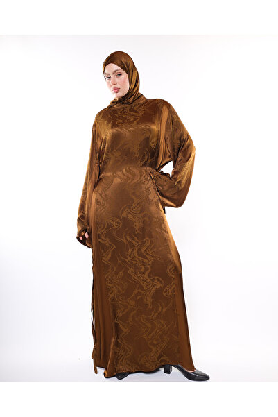 HARİKA WEAR Stylish Hijab Dress with Matching Shawl in Rare Brown Color