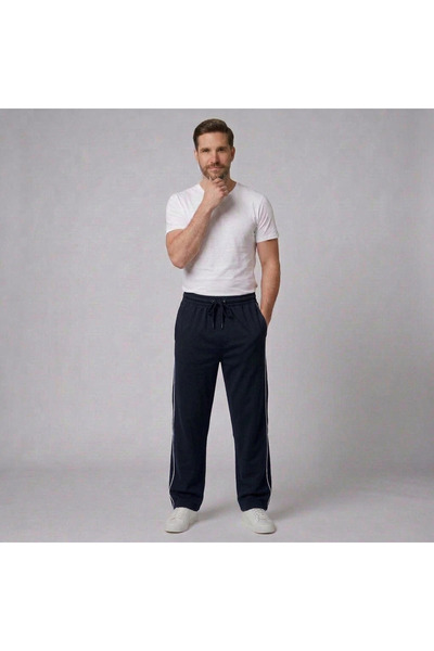 Pavotti Men's Two-Thread Side-Piping Baggy Sweatpants ((Wide Fit))