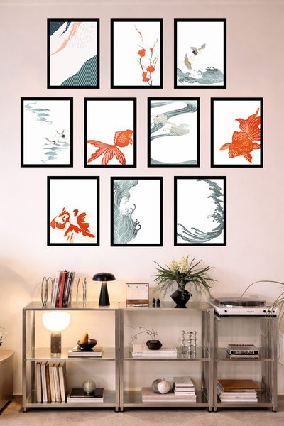 UNT 10-Piece Frame-Looking Feng Shui Japanese Style Minimalist Painting Set –...