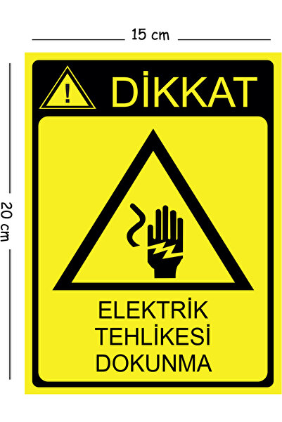 Mayeka Metal Dikkat Elektrik Tehlikesi Dokunma 15x20 cm Uyarı İş Güvenliği Le...