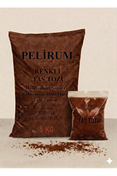 Pelirum Renkli Taş Tozu 5 KG - Kahve Hobi Harcı - Beton Obje Yapımı İçin Yüks...