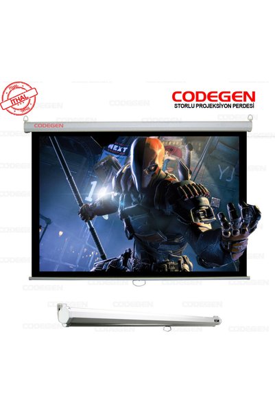 Vira Codegen AX-24 STORLU PROJEKSİYON PERDESİ 240x200 (Arkası Siyah Fonlu - Duvar/Tavan Asılabilir)