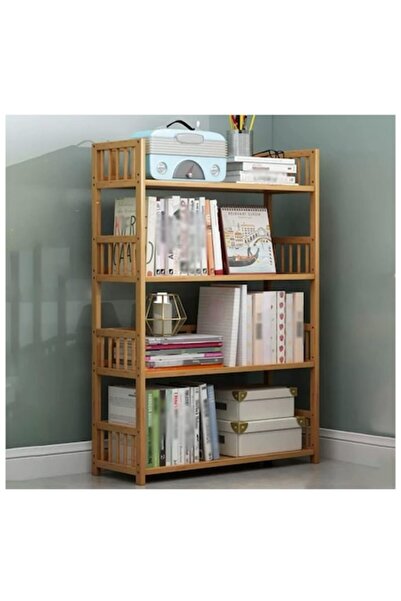 Rovitech Living Room Bookshelf, Bamboo Wood, 4 Shelves, 80 x 25 x 105 cm