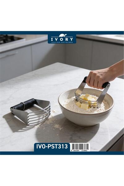 IVORY Stainless Steel Dough Mixer – Dough Cutter & Mixer with Ergonomic Handle