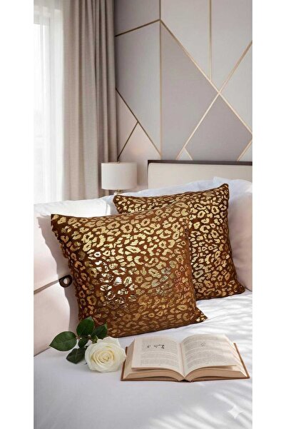 DECORA CASA HOME COLLECTİON Βελούδινο μοτίβο λεοπάρ με λάμψη, σετ 2 καλύμματα...