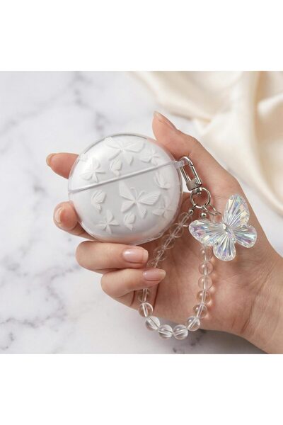 CaseOnn حافظة هواوي فري بودز 7i بتصميم فراشة ثلاثية الأبعاد شفافة