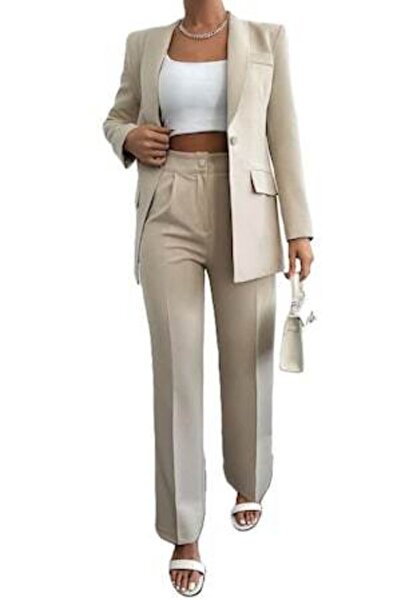 OEM Women's Suit, 2 Pieces, Blazer with Lapel, Long Sleeves and High Waist Pa...