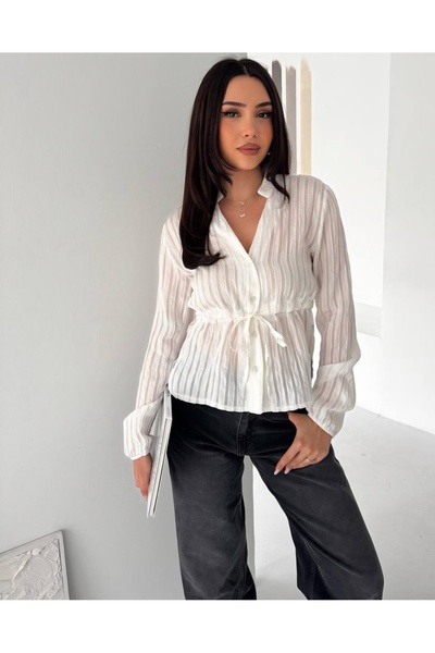 Noa&Noa Μπλούζα με κουμπιά και λεπτομέρεια δέσιμου στο γιακά