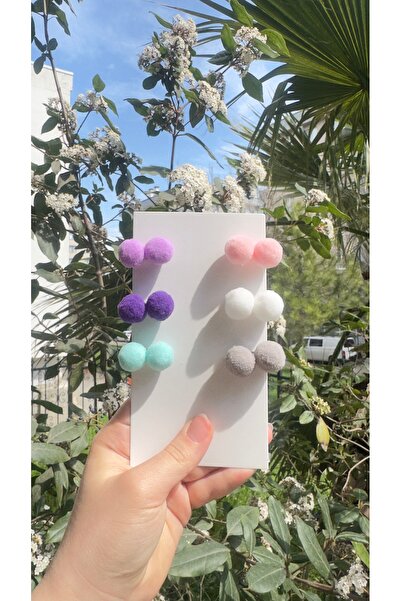 Toka Perisi Σετ 6 τεμαχίων πομπόν (με μεταλλικό κλιπ 3 εκ.) (μωβ λιλά, ροζ, λ...