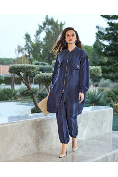 MissWhence Front Zipper Shirt 39310 Indigo