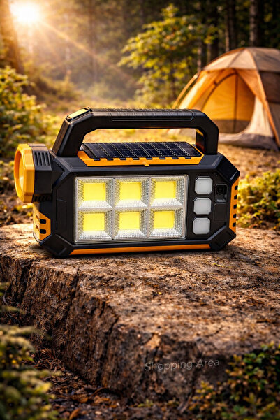 GoldSilver Gold SilverGS-490 Güneş Enerjili Şarjlı LED Projektör Fener Kamp L...