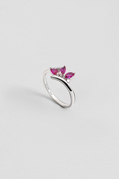 So CHIC... Lotus Çiçeği 18 Ayar Beyaz Altın Kaplama Gümüş Yüzük