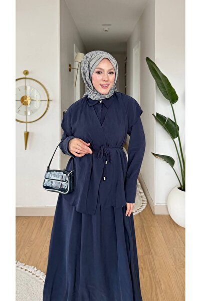 Queensland Cupra Kumaş Kuşaklı Uzun Etekli Desing Takım