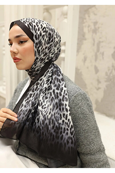 Silk Home Black Leopard Patterned Soft Shawl-70017-03