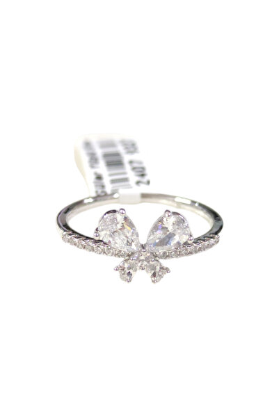 Güler Yüzlü Silver Xuping 10 mm Stone-Set Butterfly Ring White - 11