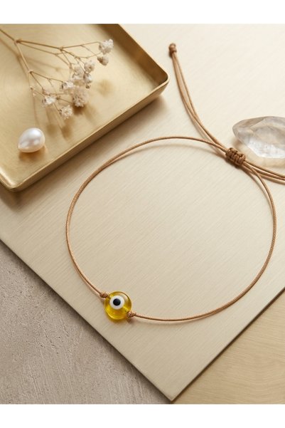 Femenino Gold Thread Yellow Evil Eye Beaded Adjustable Unisex Bracelet