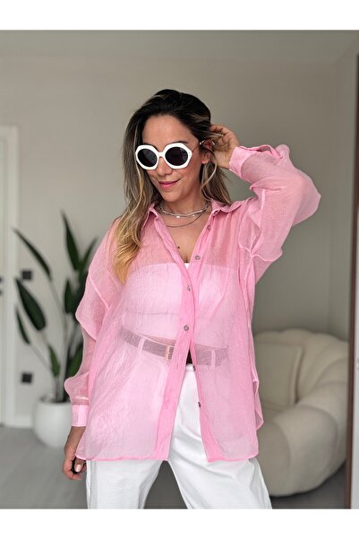 Rozella Butik İpekli Gömlek Transparan 4 Renk Seçeneği