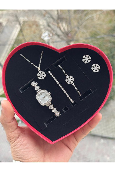 Tulpar Women's Wristwatch in Special Design Heart Box (Necklace-Earrings-Brac...