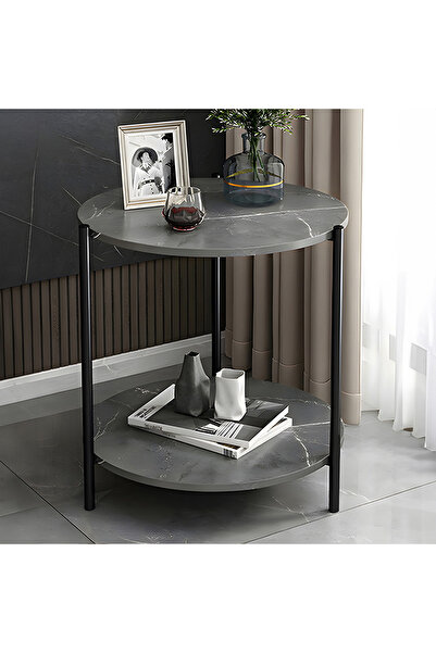 Home Box Movo Lola Round End Table with Shelf