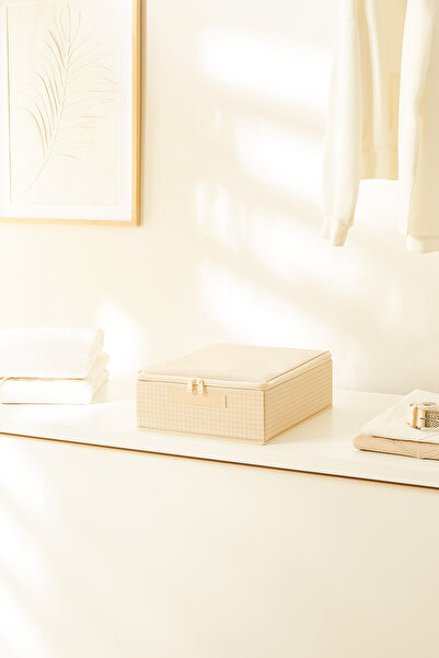 Homewave Μπεζ Κουτί Αποθήκευσης Βαλίτσας με Στήριγμα 31x38x12