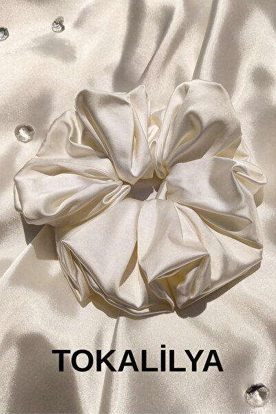 LİLYA Kadın Saten Çapı 20 cm XXXLBüyük Boy Simit Scrunchie Handmade Saç Toka