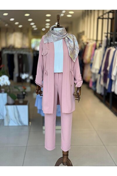 Zühre Cep Detaylı Soğan Kabuğu Renk Üçlü Kombin Takım TK-1212