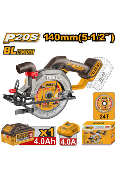 Ingco Cordless circular saw 20V 140mm With charger & battery 4 Ah