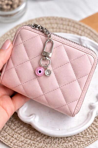 PEONY peonyofficiall Pembe Nazar Boncuğu Gümüş Klipsli Tektaş Detaylı Cüzdan ...