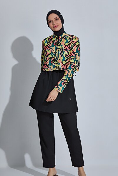 İKSUN Γυναικείο μαγιό χιτζάμπ με πλήρως καλυμμένη φούστα, μακρυμάνικο, με φερ...