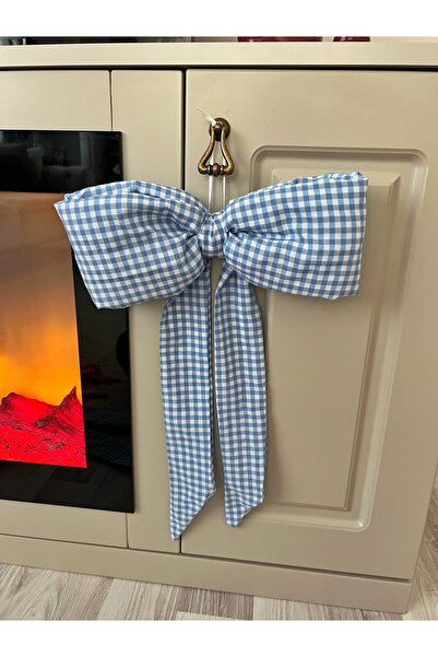 ToffyStore Blue Checked Fiber-Filled Bow