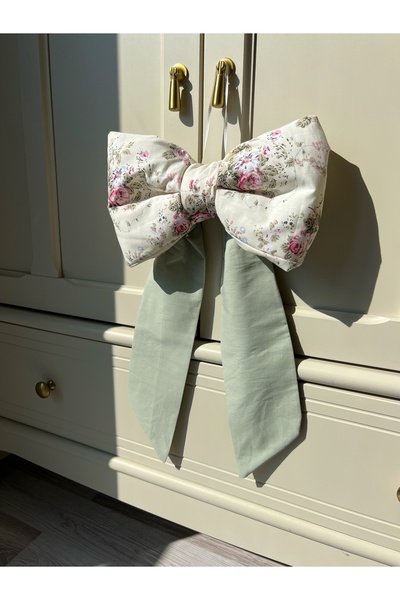 ToffyStore Vintage Cream-Green Fiber-Filled Bow