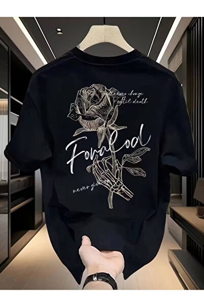 CLASSY.MODA Μαύρο Unisex Oversize T-shirt με στάμπα, Ανδρικό Γυναικείο, Άνετη...