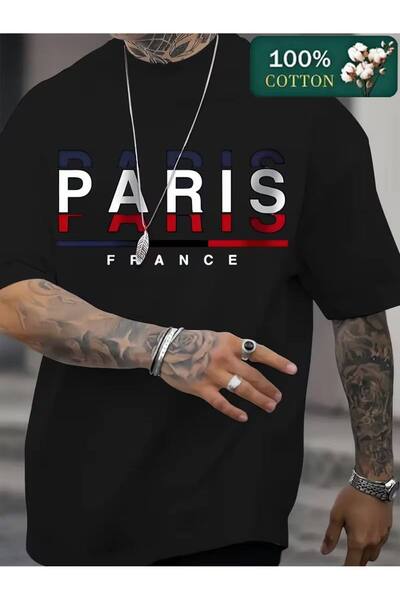 CLASSY.MODA Μαύρο Unisex Oversize T-shirt με στάμπα, Ανδρικό Γυναικείο, Άνετη...