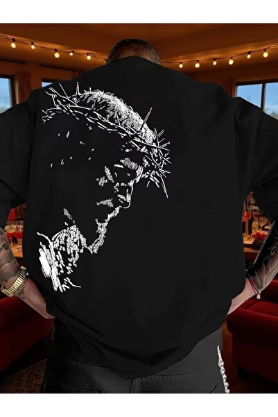 CLASSY.MODA Μαύρο Unisex Oversize T-shirt με στάμπα, Ανδρικό Γυναικείο, Άνετη...