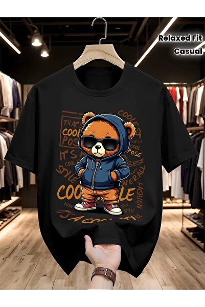 CLASSY.MODA Μαύρο Unisex Oversize T-shirt με στάμπα, Ανδρικό Γυναικείο, Άνετη...