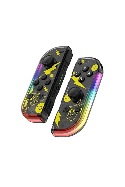 OEM Controler JOYCON pentru Nintendo Switch cu lumini RGB Pikachu negru