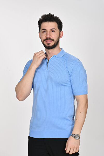 VALERİO MEN Thin Ribbed Zipper Detail Premium Knitwear