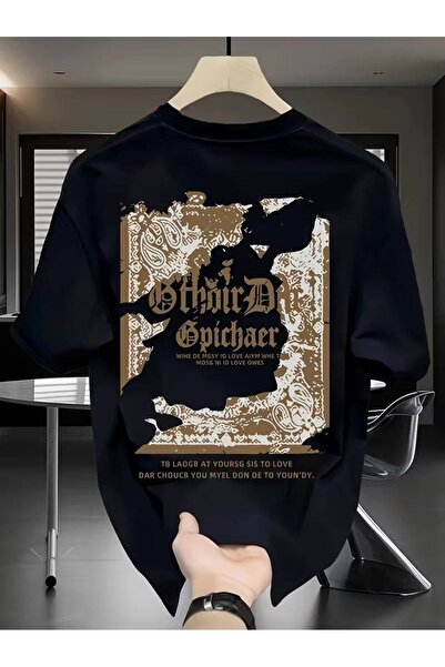 CLASSY.MODA Siyah Unisex Oversize Tişört Baskılı Erkek Kadın Rahat Kesim Günl...