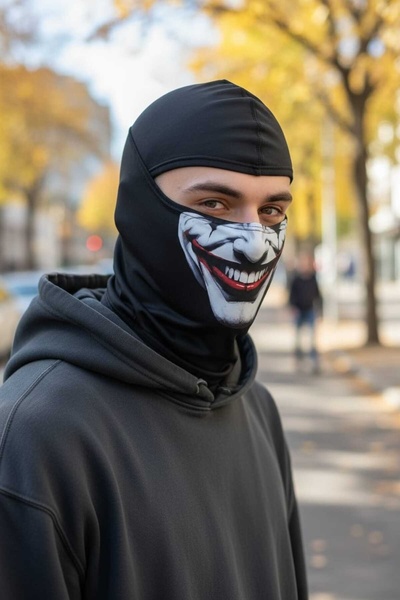 Lushen Motosiklet Motorcu Joker Baskılı Desenli Balaklava Güneş Koruyucu Yüks...