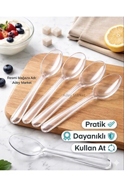 Adeymarket Plastik Şeffaf Kaşık-1 Adet