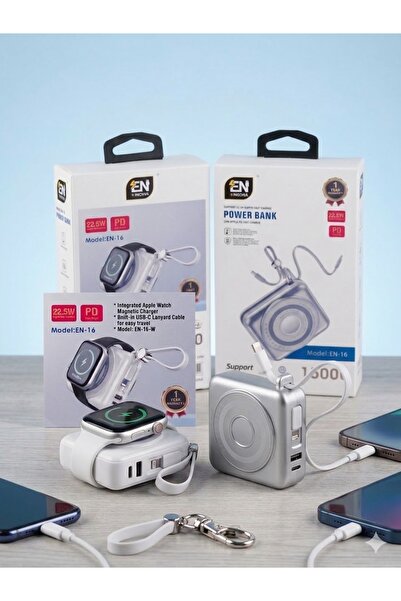 ENNOVA بنك طاقة E-NNOVA EN-16 بسعة 15000 مللي أمبير مع شاحن مغناطيسي لساعة أب...