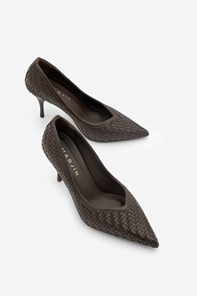 Marjin Жіночі туфлі на високих підборах з в'язаним візерунком, гострим носком...