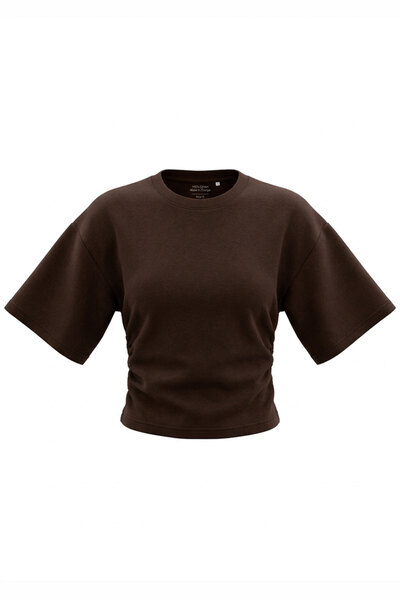 MAGARDE Batwing Sleeve Gathered Blouse - Brown