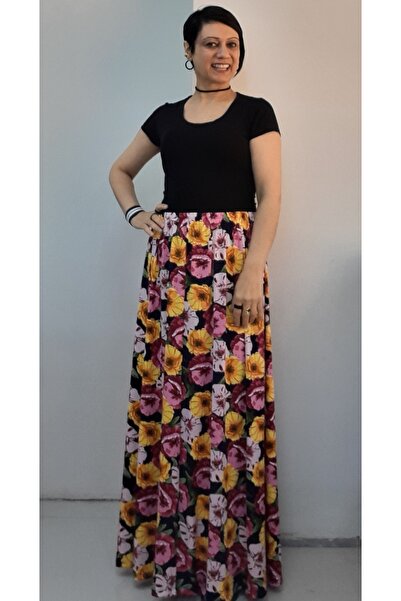 Mertcan Butik Navy Blue Pink Floral Patterned Multi-Colored 6-Piece Combed Co...