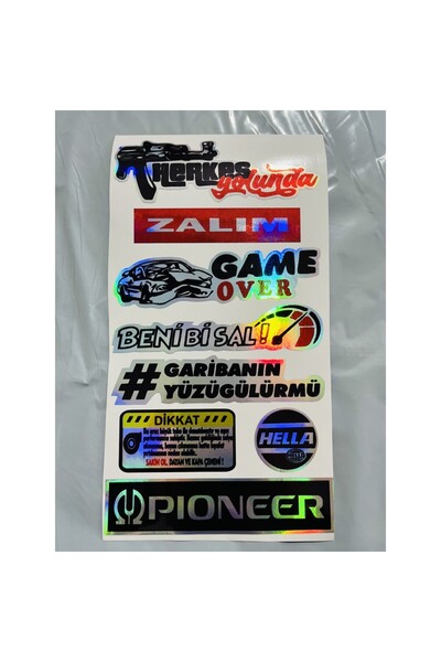 İŞCAN MOTOR Hologram Karışık Sticker Set Motorsiklet, Araba Çok Amaçlı Sticke...