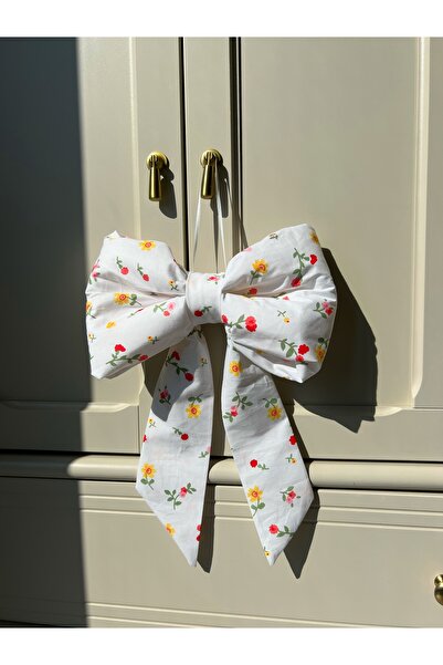 ToffyStore White Fiber-Filled Bow with Summer Flowers