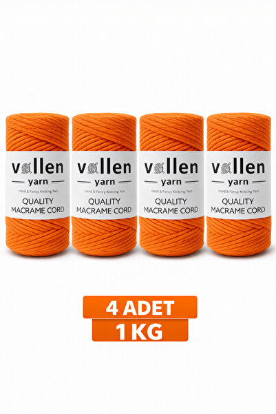 vollen yarn Taranan Makrome İpi 3mm Pamuk Makrame İpi 4’lü 1 KG Set Tarama Uy...
