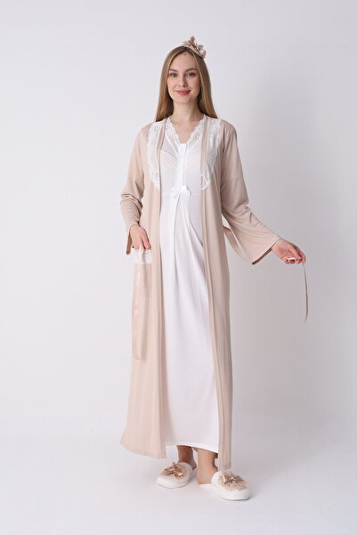 EM&FA TEKSTİL Maternity Maternity Nightgown Dressing Set
